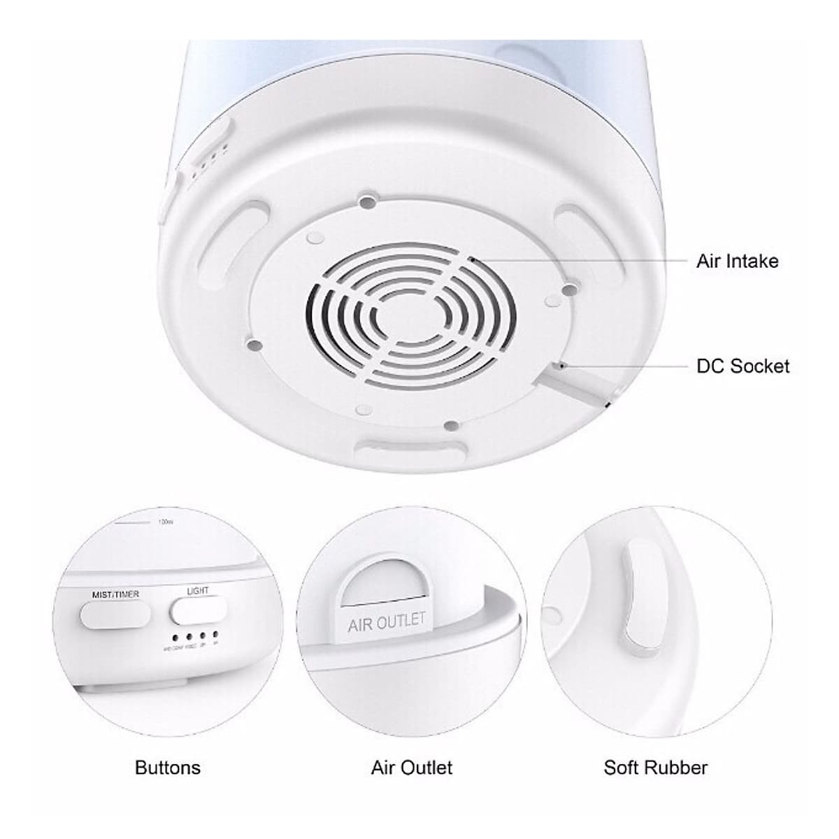 Máy khuếch tán tinh dầu trụ trắng 500ml có remote điều khiển từ xa