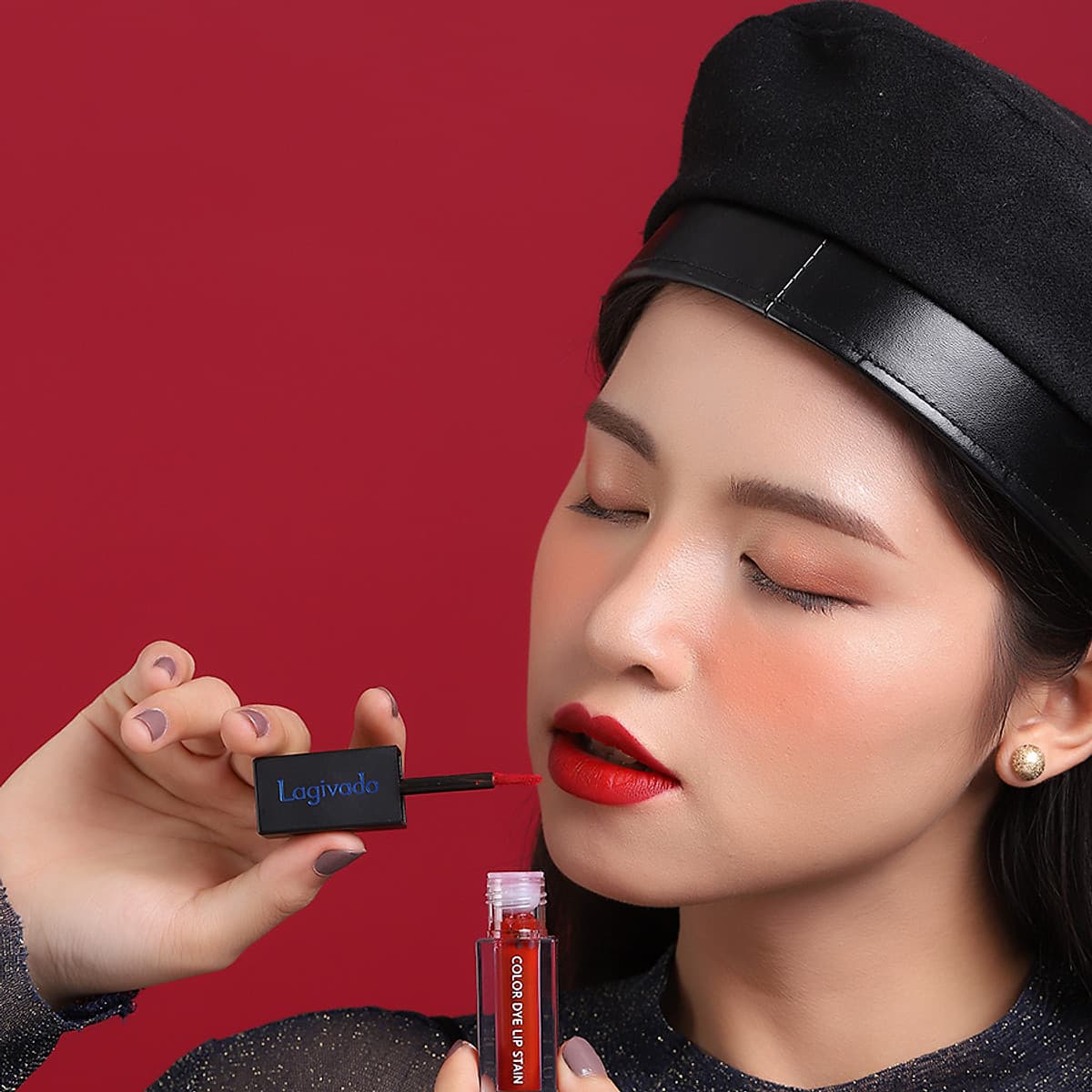 Son kem lì lên màu chuẩn, lâu trôi Hàn Quốc Lagivado Color Dye Lip Stain dạng nước 4,5 gram – 04 màu son