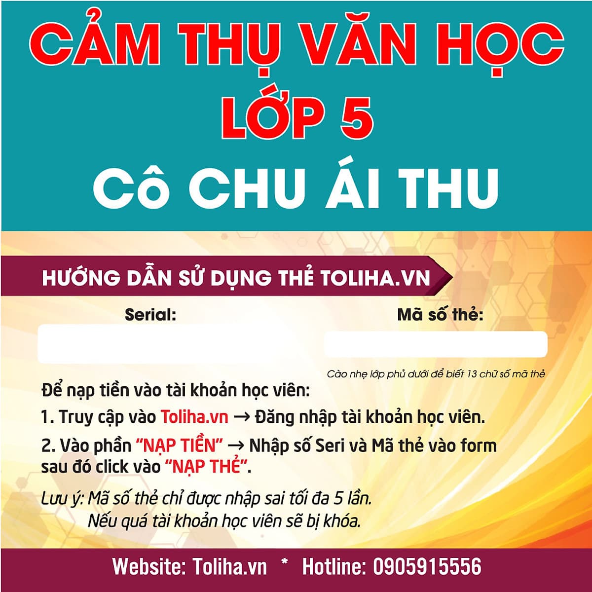 Khóa học CẢM THỤ VĂN HỌC LỚP 5 cô Chu Ái Thu - 06 tháng