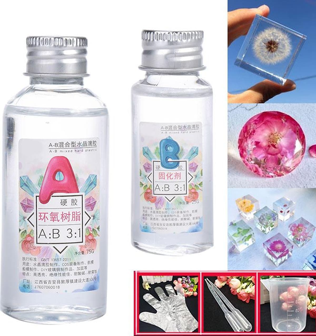 Keo Resin Epoxy Đổ Khối Trong Suốt (2 Chai)