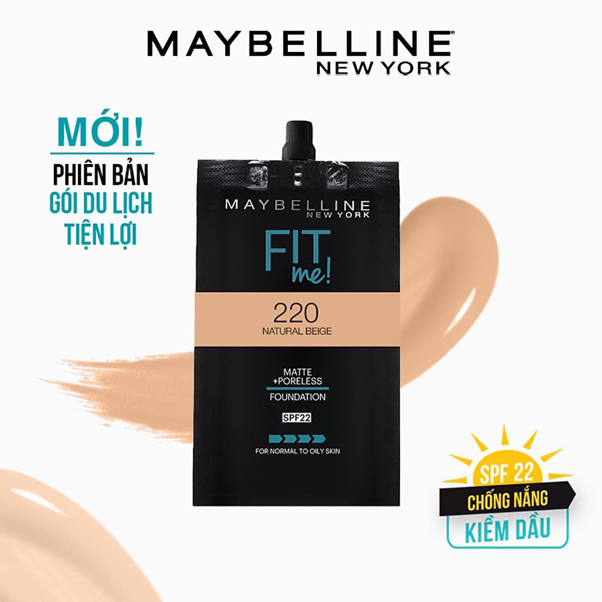 Kem Nền Mịn Nhẹ Kiềm Dầu Fit Me Maybelline New York Matte Poreless Foundation Gói nắp vặn 5ml