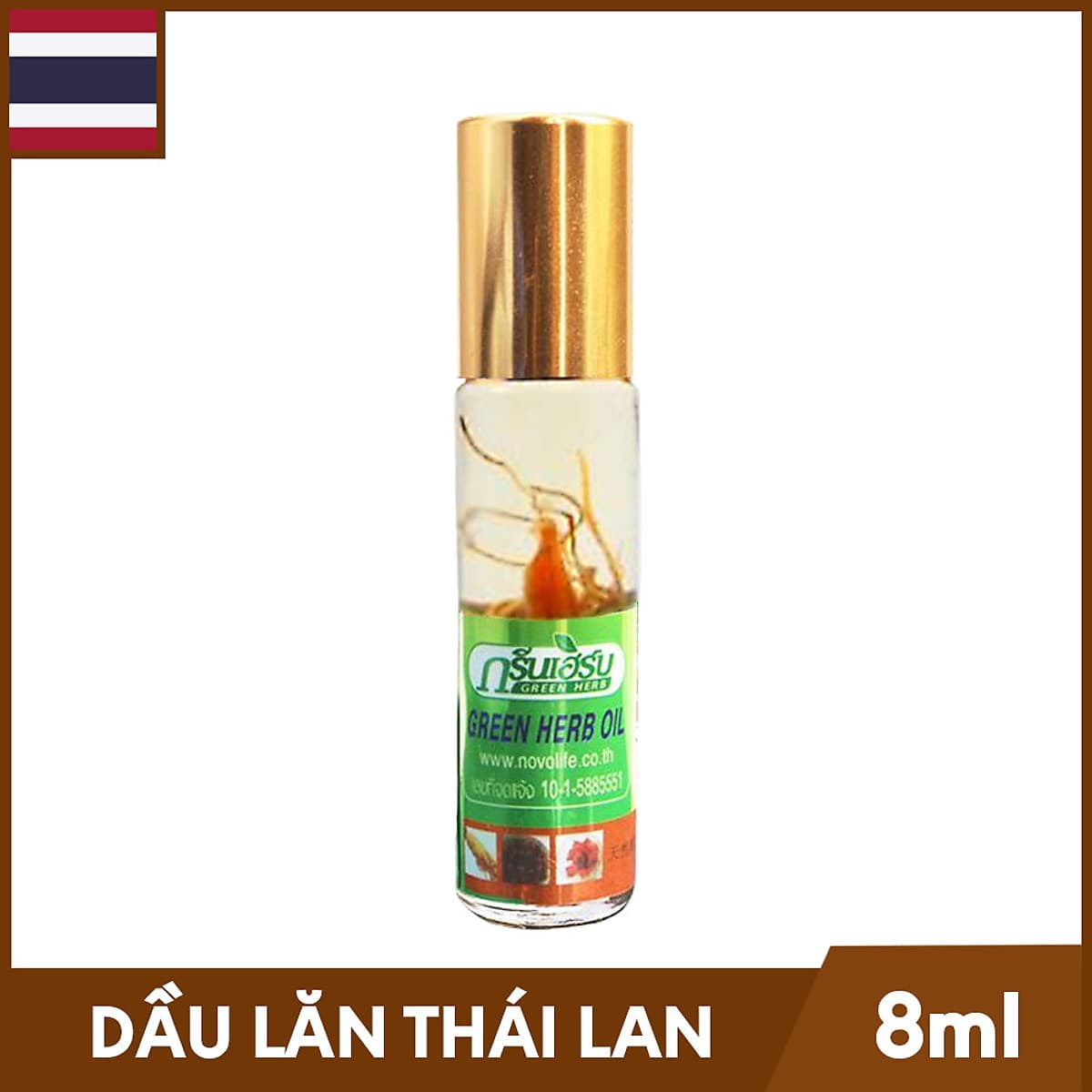 Dầu Lăn Thái Lan Thảo Mộc Green Herb Oil - 8ml 