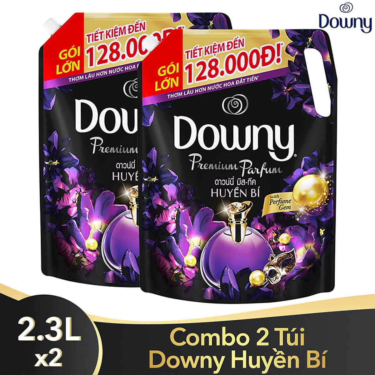 Combo 2 Túi Nước Xả Vải Downy Hương Nước Hoa Huyền Bí (2.3L/ Túi) - Công nghệ nước hoa mới - Lưu hương bền lâu