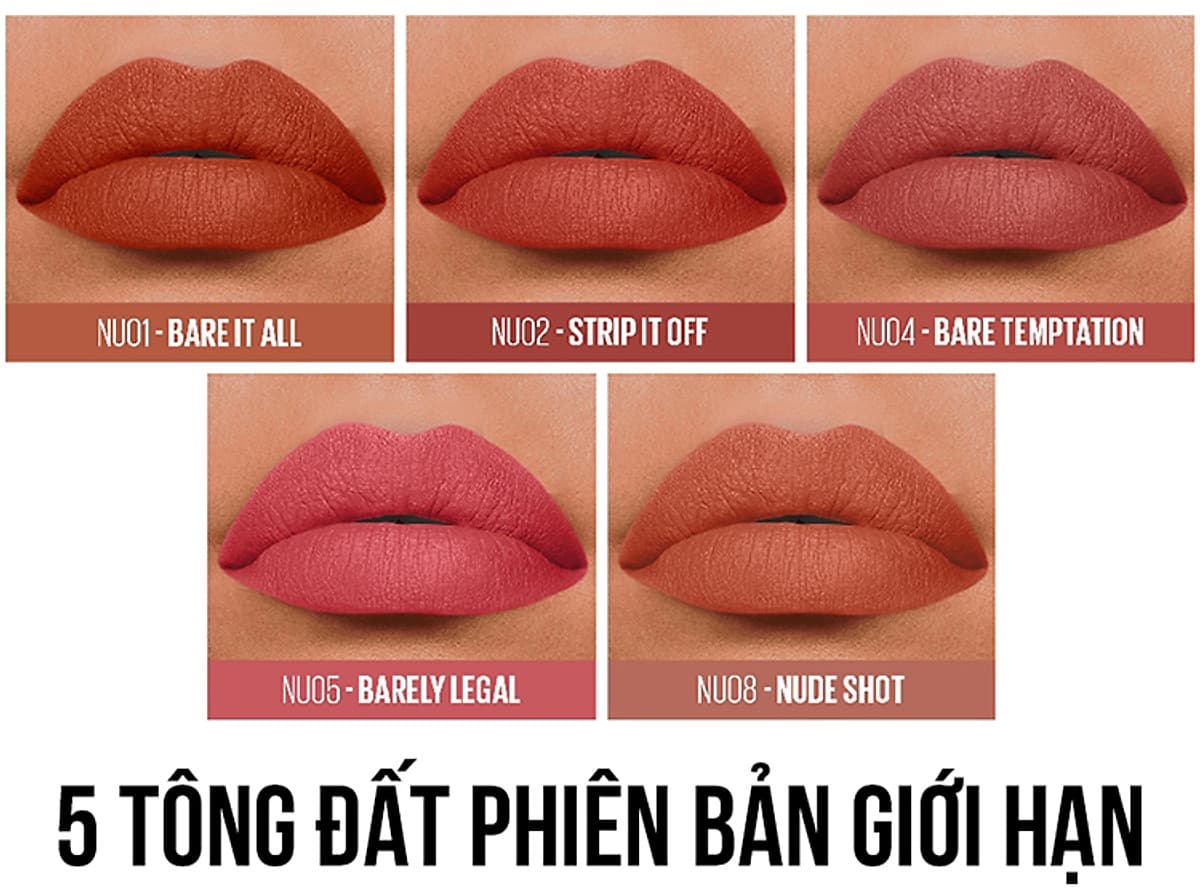 Son kem lì nhẹ môi Maybelline New York phiên bản tông đất giới hạn Sensational Liquid Matte 7ml