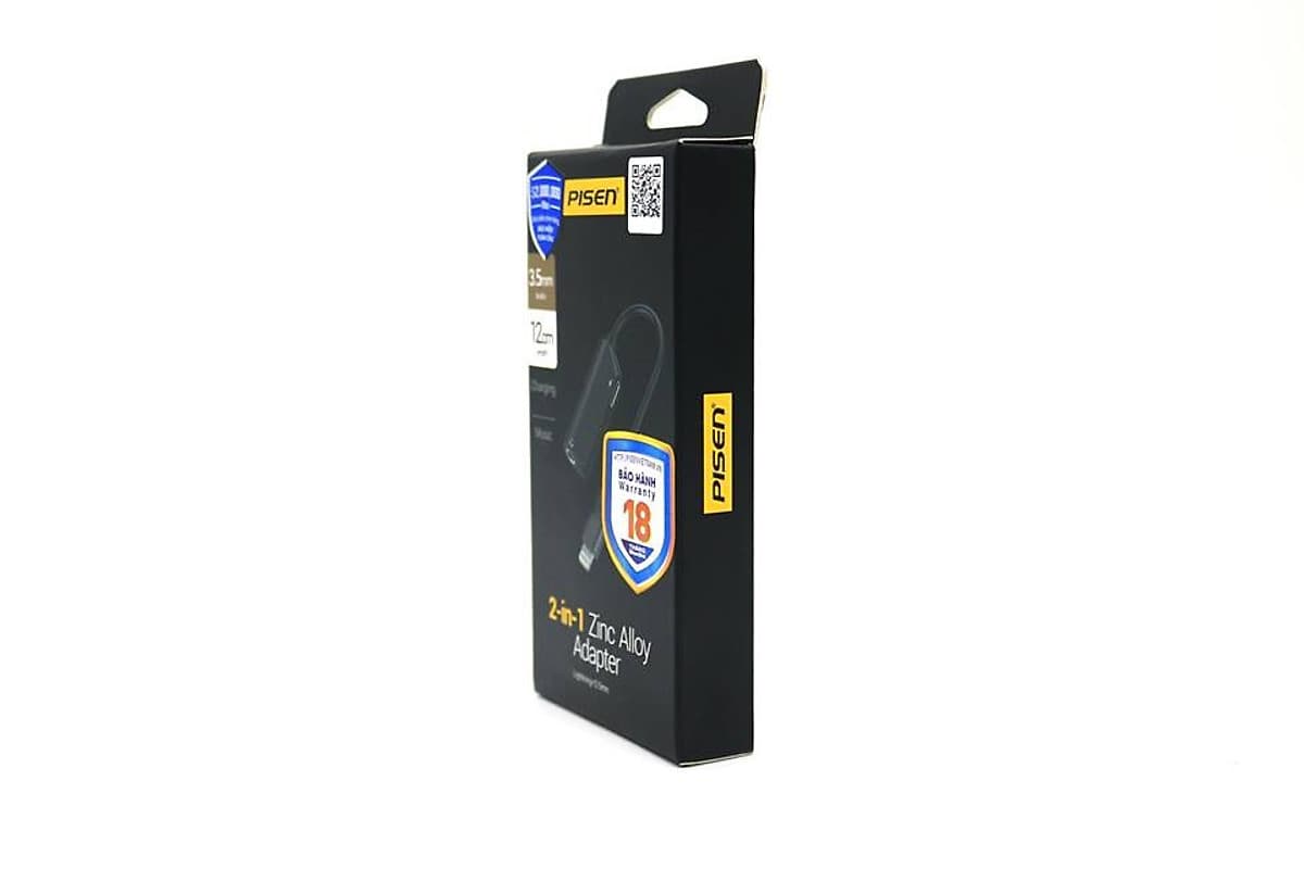 Cáp chuyển đổi lightning Pisen 2 in 1 Zinc Alloy (Dual Type C, 3.5mm, 12cm)_Hàng chính hãng