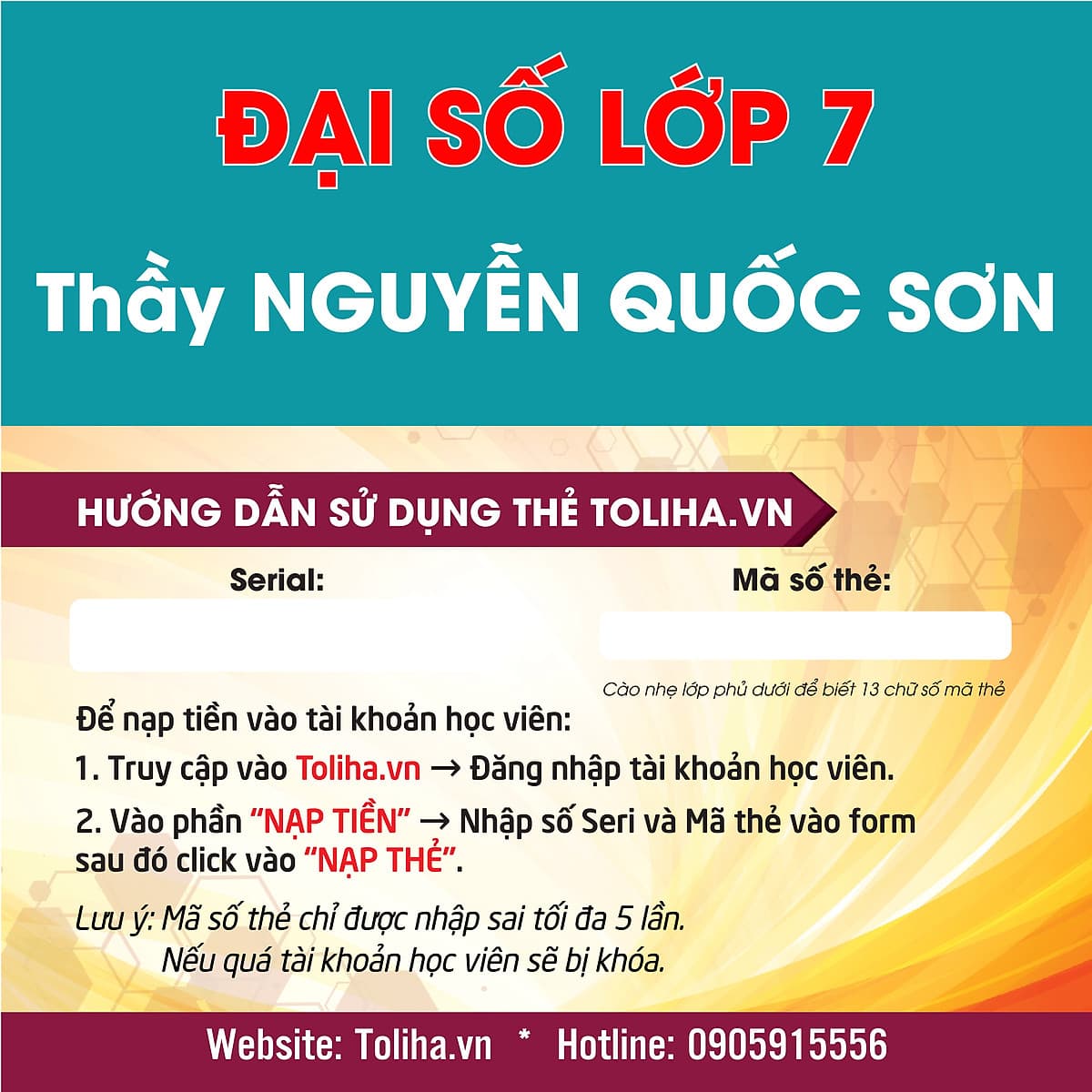 Khóa học ĐẠI SỐ 7 - CƠ BẢN + NÂNG CAO thầy Quốc Sơn - 06 tháng
