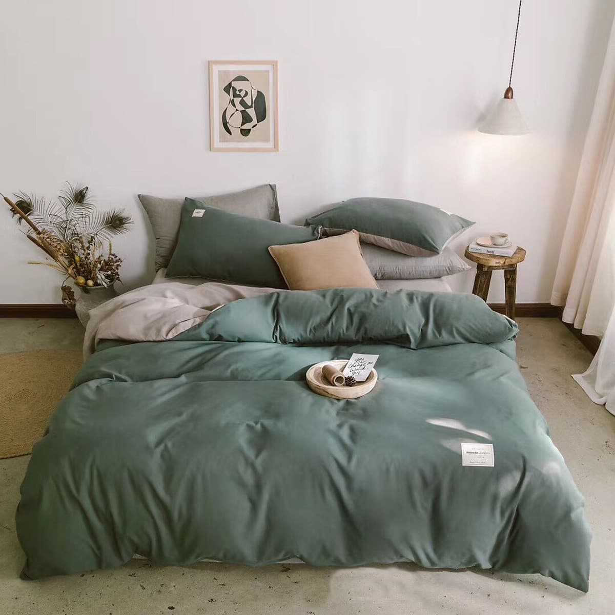 Bộ 4 món chăn ga gối cotton Tici cao cấp TC45 hàng đẹp (set gồm 1 ga, 1 chăn có khóa lồng được ruột, 2 vỏ gối)