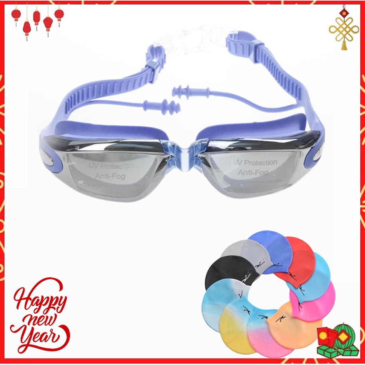 Kính Bơi Tráng Gương  kèm bịt tại cao cấp Cleacco chống sương mù , chống tia UV Hàng chính hãng - Tặng kèm nón bơi Silicon ( Màu ngẫu nhiên ) 