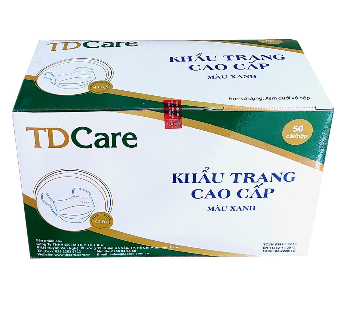BỘ 2 HỘP KHẨU TRANG Y TẾ TDCare -4 LỚP (XANH/ TRẮNG/ XÁM)