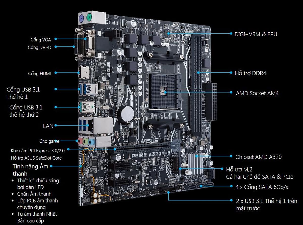 Main Asus PRIME A320M-E - Hàng Chính Hãng