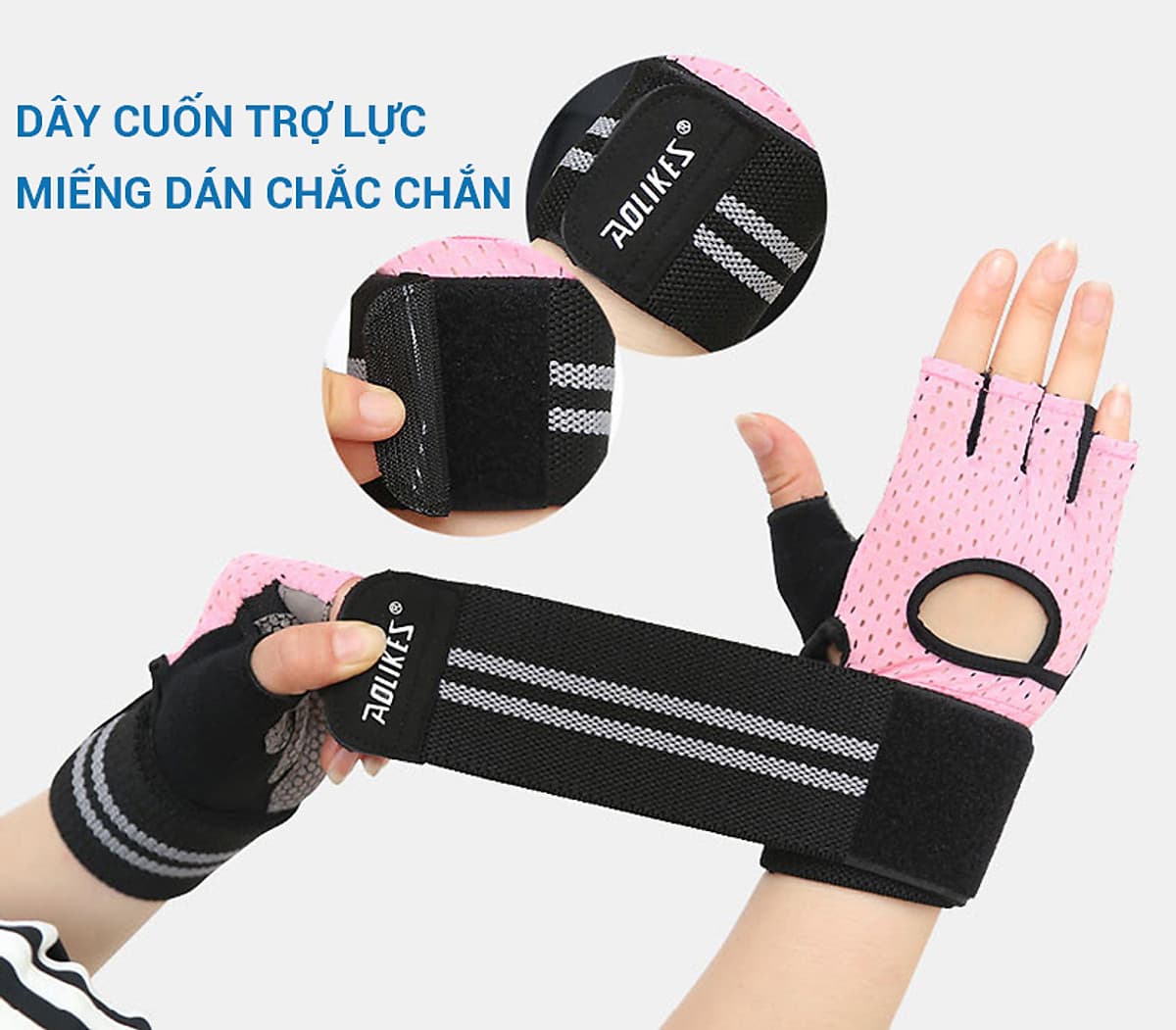 Găng tay nửa ngón tập gym, tập tạ Aolikes AL113B (1 đôi)