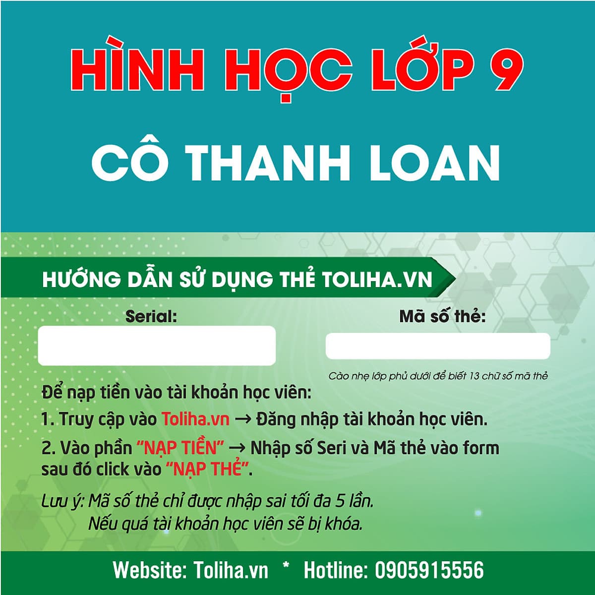 Khóa học HÌNH HỌC 9 - CƠ BẢN + NÂNG CAO cô Thanh Loan- 03 tháng
