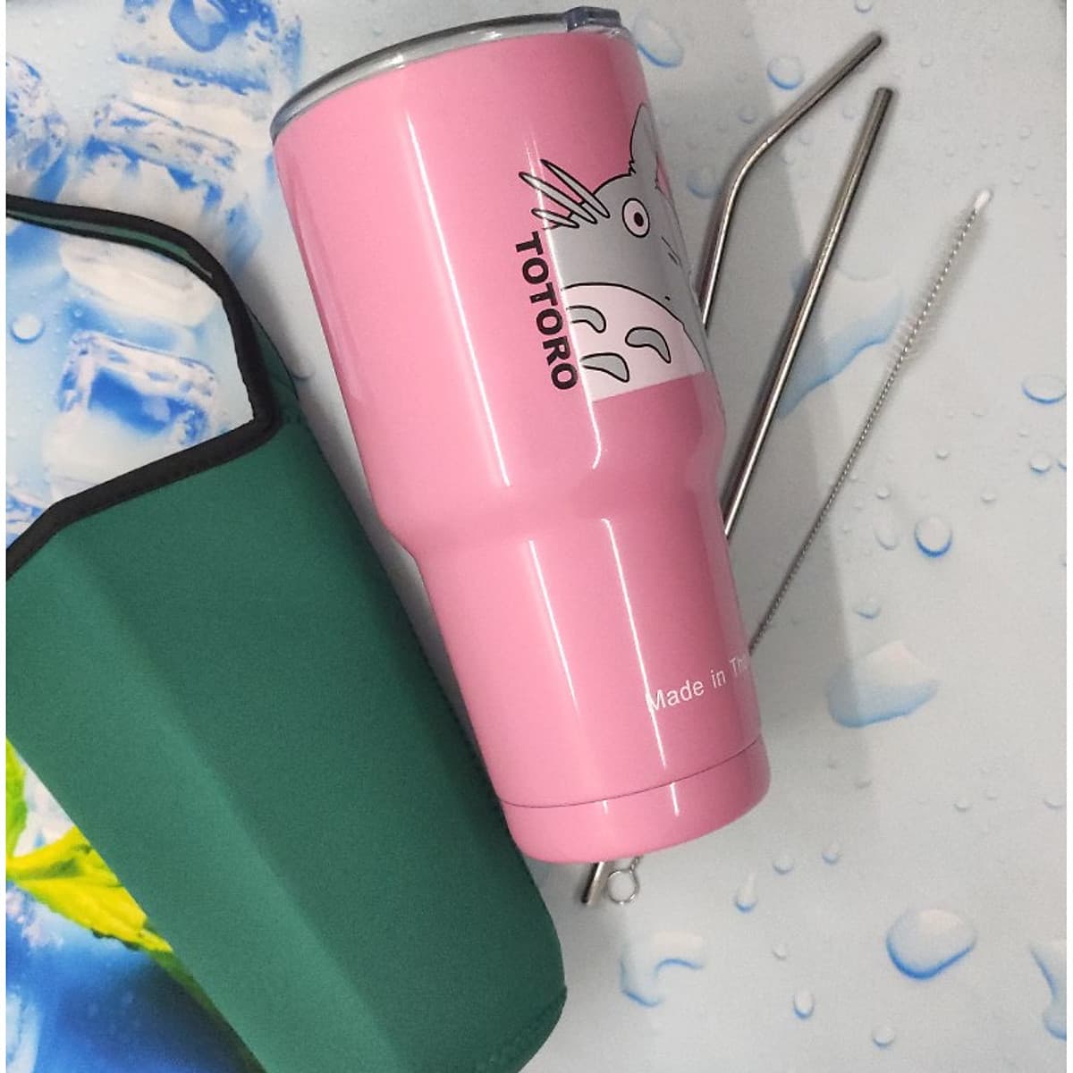 BÌNH GIỮ NHIỆT THÁI LAN 900ml (ĐÚNG MẪU)+ Túi đựng + 2 ống hút + cọ vệ sinh ống hút -AMZO