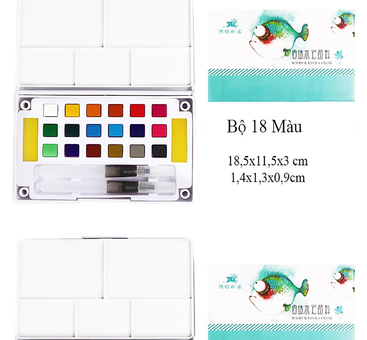 Bộ Màu Nước  Water Color Cao Cấp 12/18/24/36 Màu Tặng  Bút Nước, 2 Mút, 1 Palette