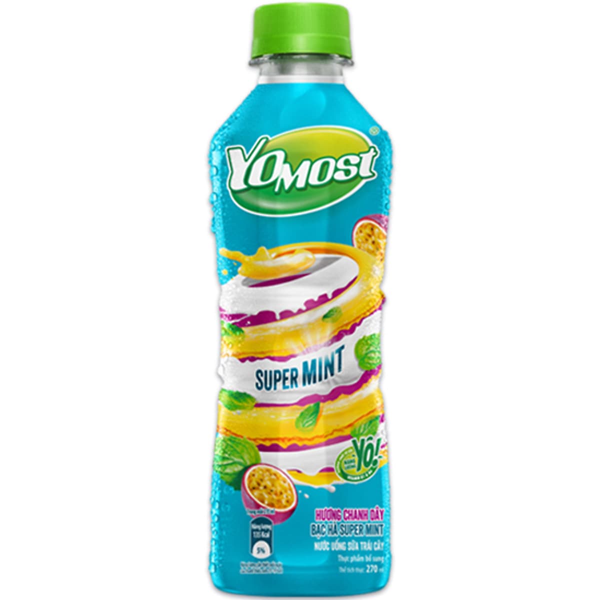 Thùng 24 chai Yomost Sữa Trái Cây Chanh Dây Bạc Hà (270ml/Chai)