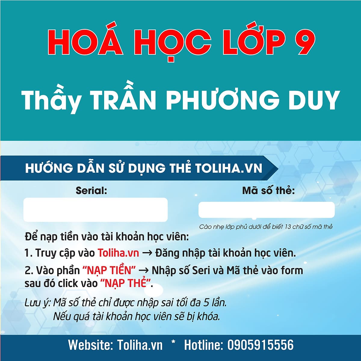 Khóa học HÓA VÔ CƠ 9 - CƠ BẢN + NÂNG CAO thầy Trần Phương Duy- 06 tháng