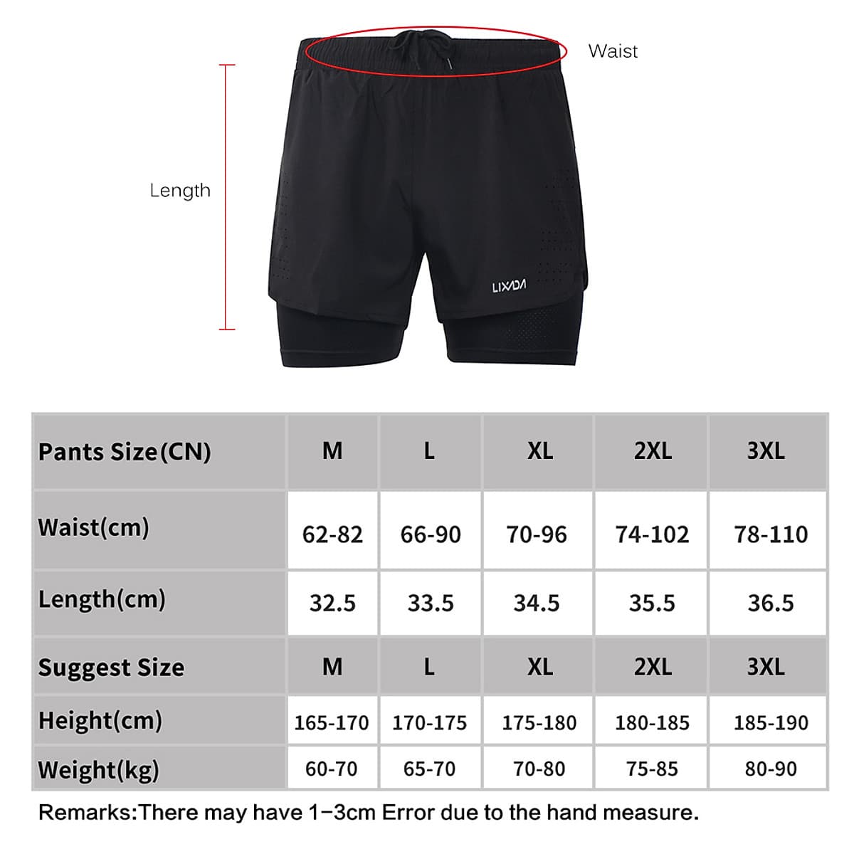 Quần Short Nam Chạy Bộ 2 Trong 1 Sấy Khô Nhanh Lixada
