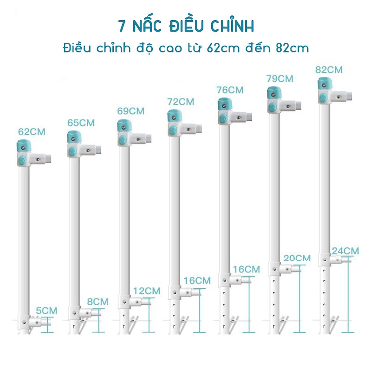 Thanh chắn giường cho bé an toàn cao cấp trượt lên trượt xuống nút bấm hiện đại cao khoá an toàn 82 cm Aachmann giá bán 1 thanh 