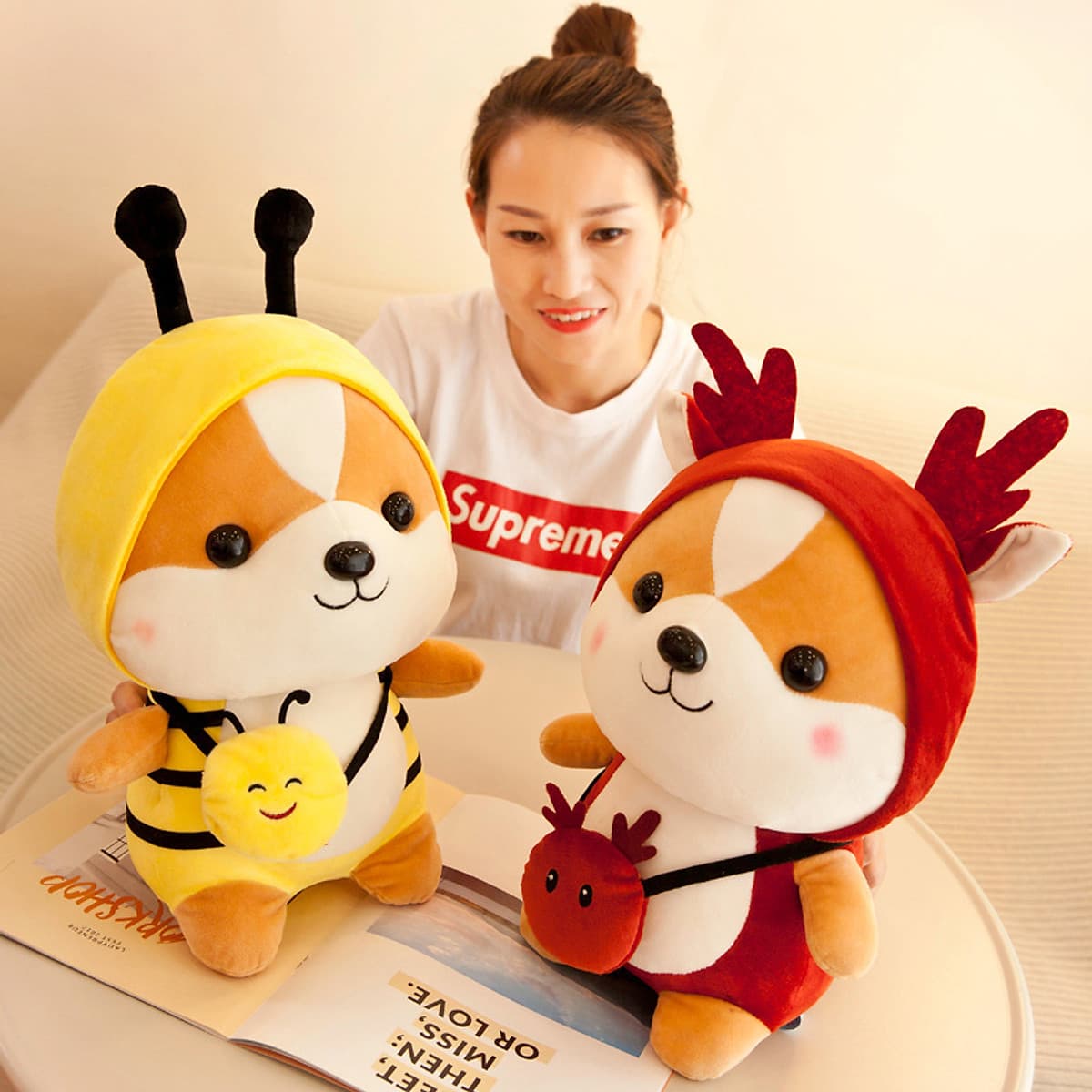 Thú Bông Chó Shiba Hóa Trang Cosplay Ngộ Nghĩnh 25cm Quà Tặng Siêu Dễ Thương