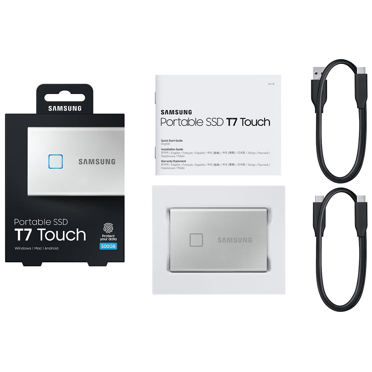 Ổ Cứng Di Động Samsung Portable SSD T7 Touch 500GB MU-PC500 - Hàng Chính Hãng