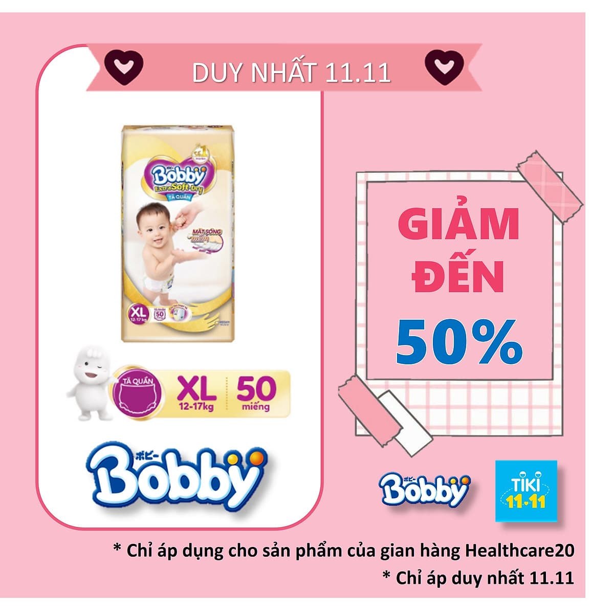 Tã Bobby Quần Extra Soft Dry 