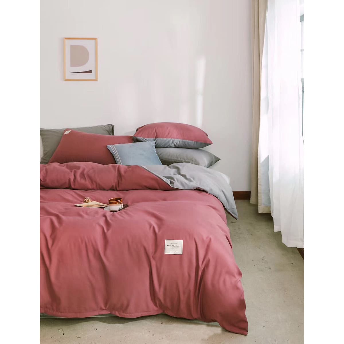 Bộ 4 món chăn ga gối cotton Tici cao cấp TC45 hàng đẹp (set gồm 1 ga, 1 chăn có khóa lồng được ruột, 2 vỏ gối)
