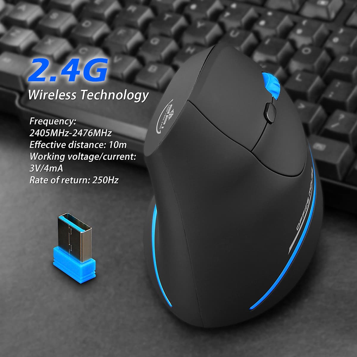 Chuột Quang Chơi Game Không Dây Dạng Đứng Zelotes F-35A - Đen (2100DPI) (2.4G)