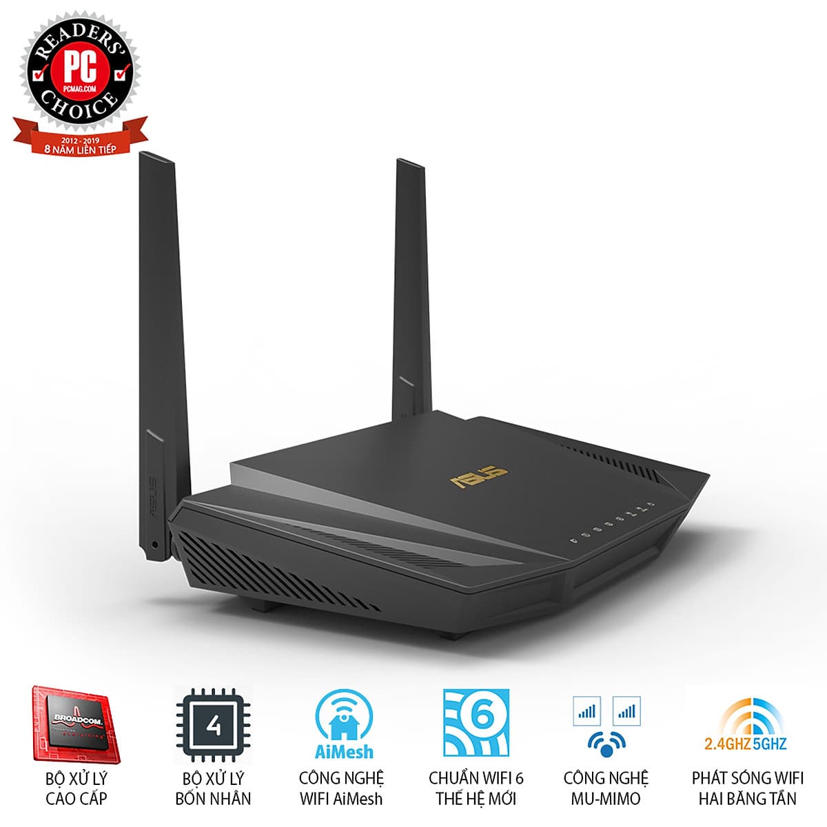 Gaming Router Wifi Asus RT-AX56U AX1800 WiFi 6 Băng Tần Kép AiMesh AiProtection MU-MIMO OFDMA - Hàng Chính Hãng 