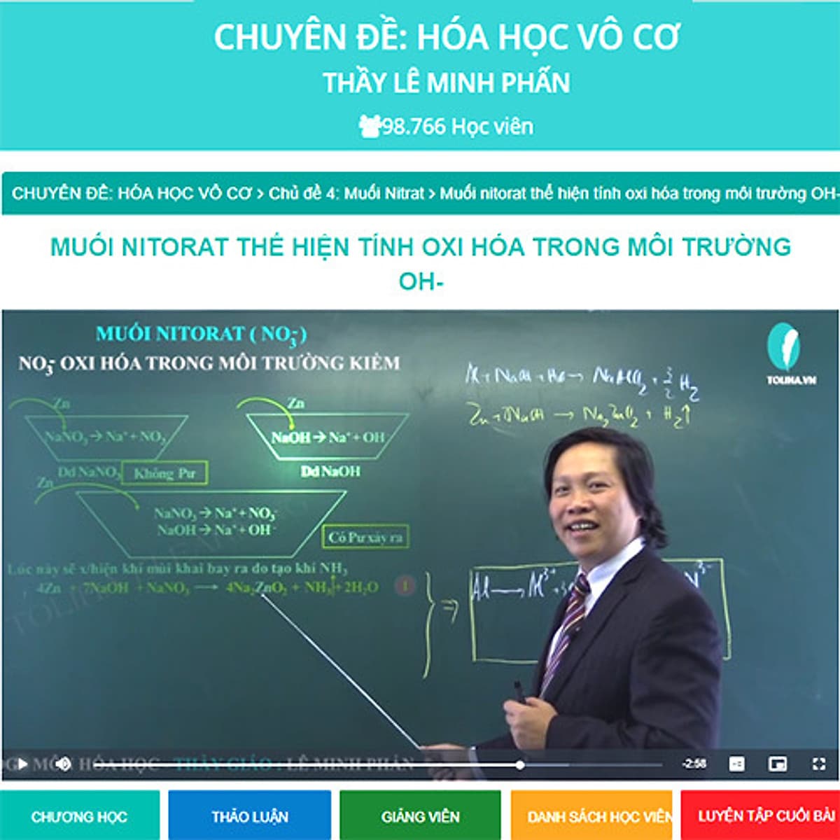 Khóa học CHUYÊN ĐỀ: HÓA HỌC VÔ CƠ - thầy Lê Minh Phấn - 06 tháng