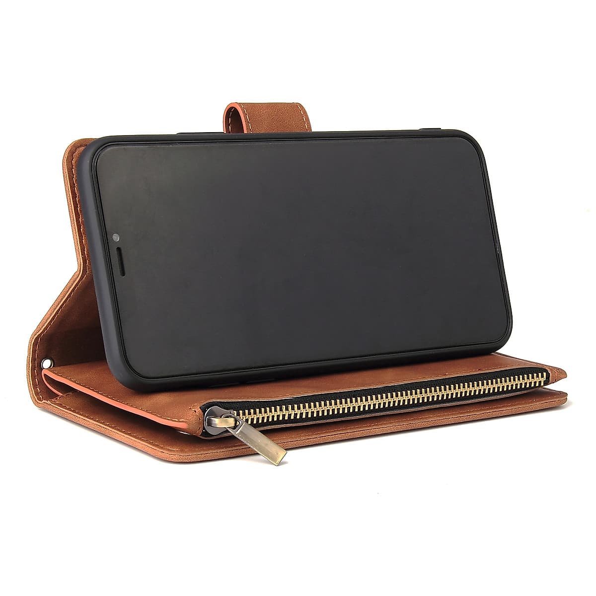 For iPhone 11 iPhone 11 pro iPhone 11 pro max PU Leather Side Magnetic Buckle Multi-card Bracket Full Protective Case with Zipper Wallet Style:iPhone 11 Pro