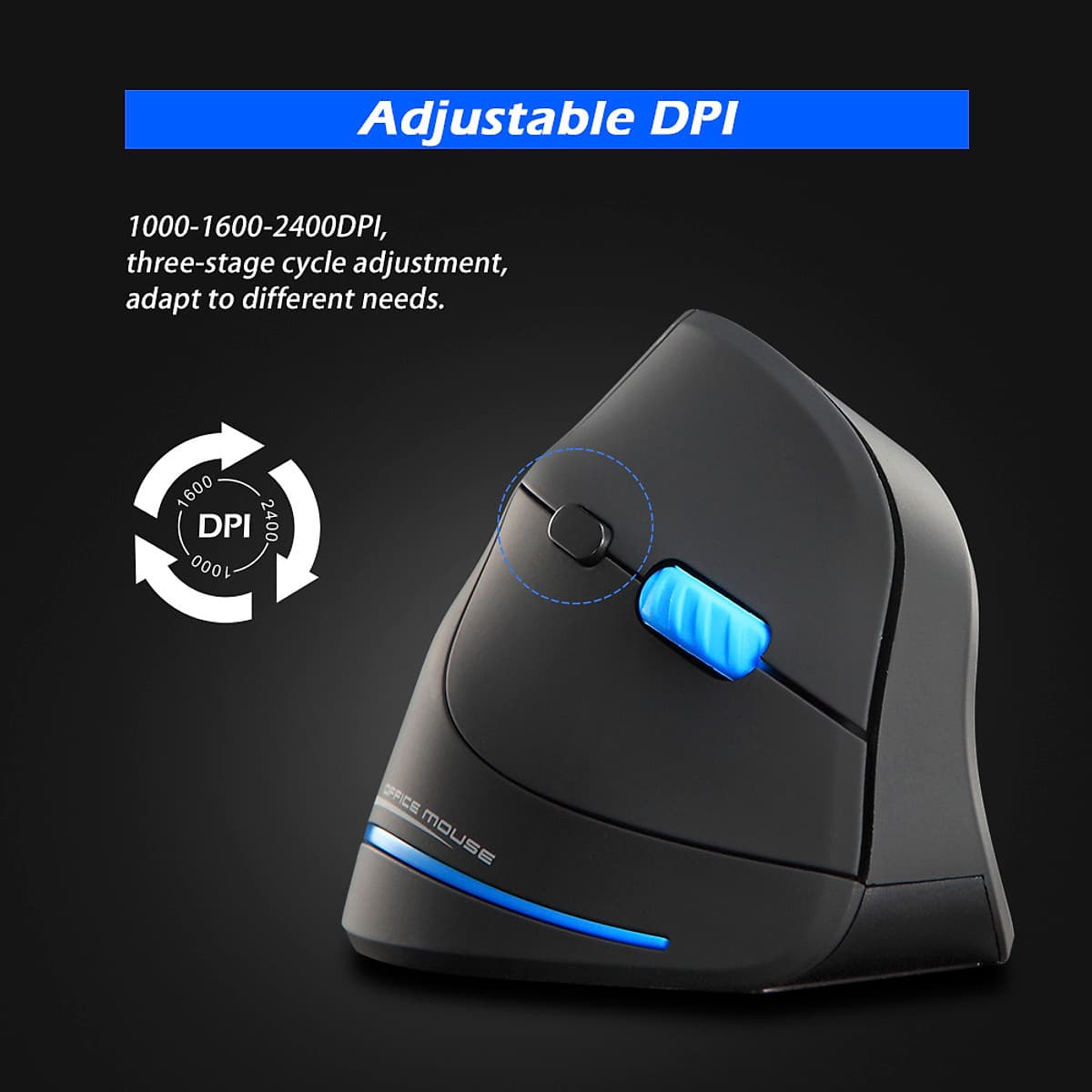 Chuột Quang Chơi Game Không Dây Dạng Đứng Zelotes F-35A - Đen (2100DPI) (2.4G)