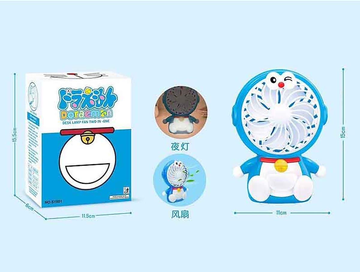 Quạt Cầm Tay Mini  Để Bàn 2in1  HT  Hinh Doreamon ngộ nghĩnh có đèn ngủ cho bé NO.SY801