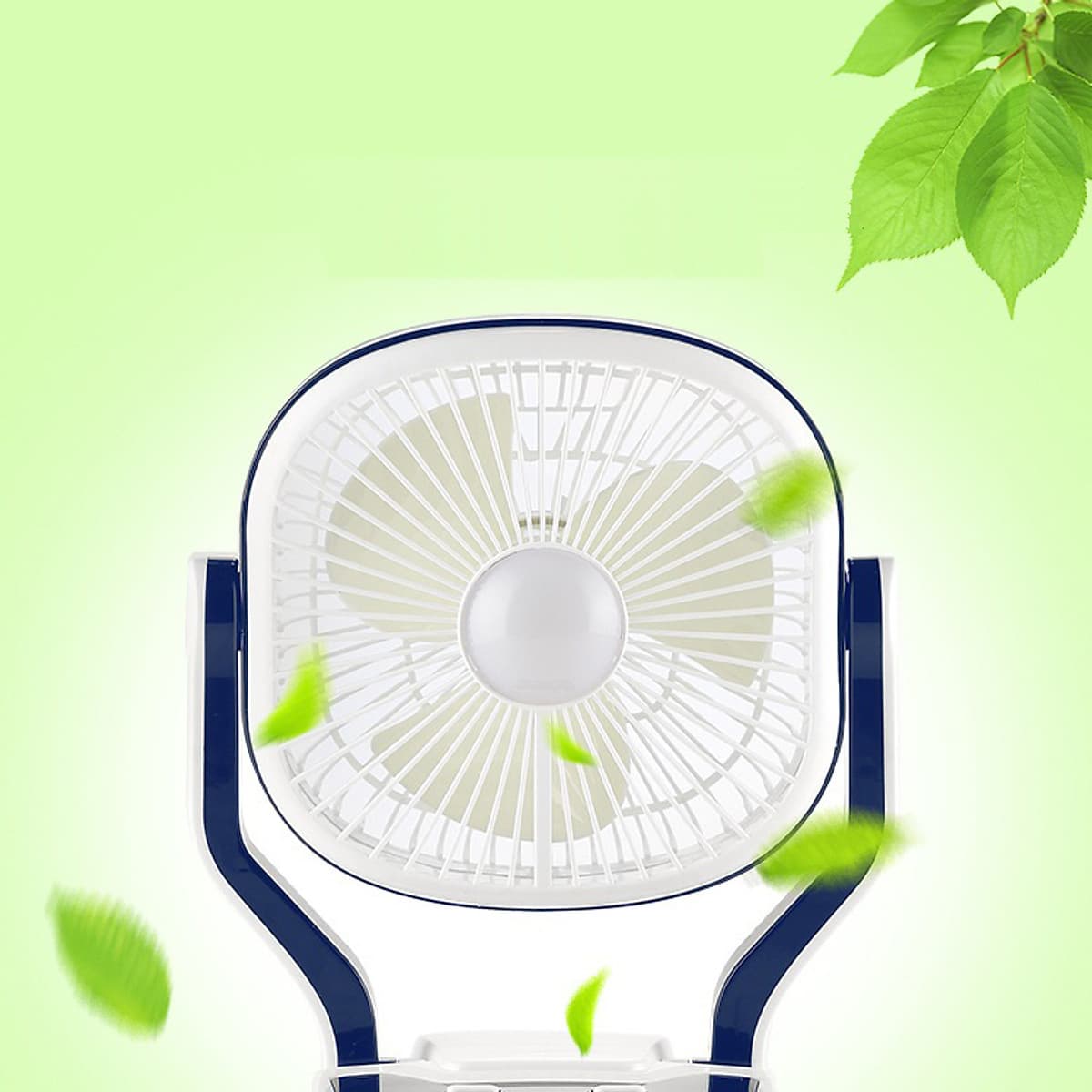 Quạt Tích Điện Gia Đình - Tích hợp 3 cấp độ quạt + 2 cấp độ đèn + Pin khủng (6h quạt, 20h đèn), Size 14.6x16.4x29cm