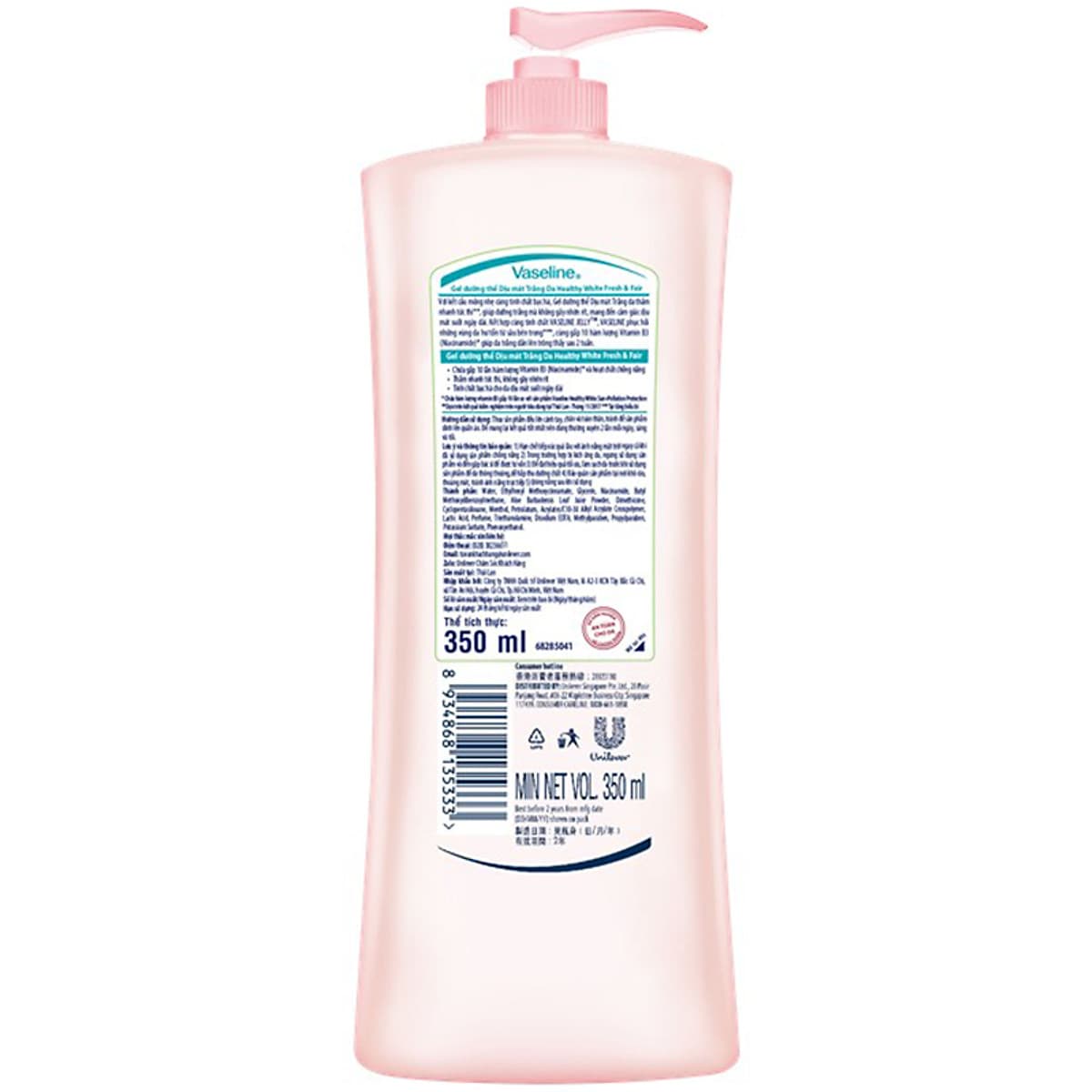 Gel Dưỡng Thể Dịu Mát Trắng Da Vaseline Fresh & Fair 350ml