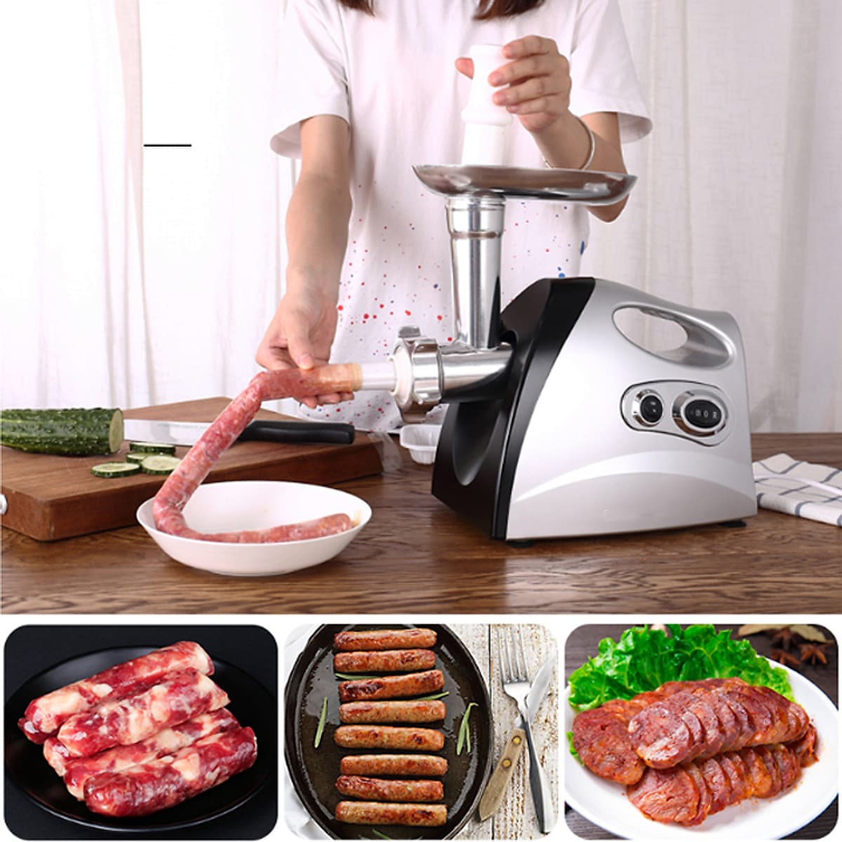 MÁY NGHIỀN THỊT, LÀM XÚC XÍCH - MÁY NGHIỀN RAU CỦ QUẢ ĐA NĂNG JRJ 523
