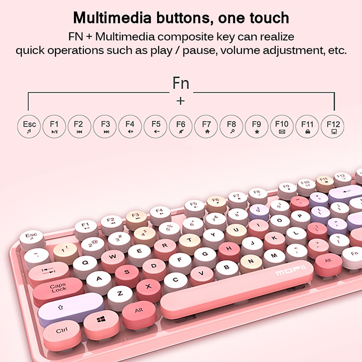 Bàn phím và chuột màu hỗn hợp trò chơi 2.4Ghz không dây Vintage Universal Bàn phím và bàn chơi game dành cho nữ
