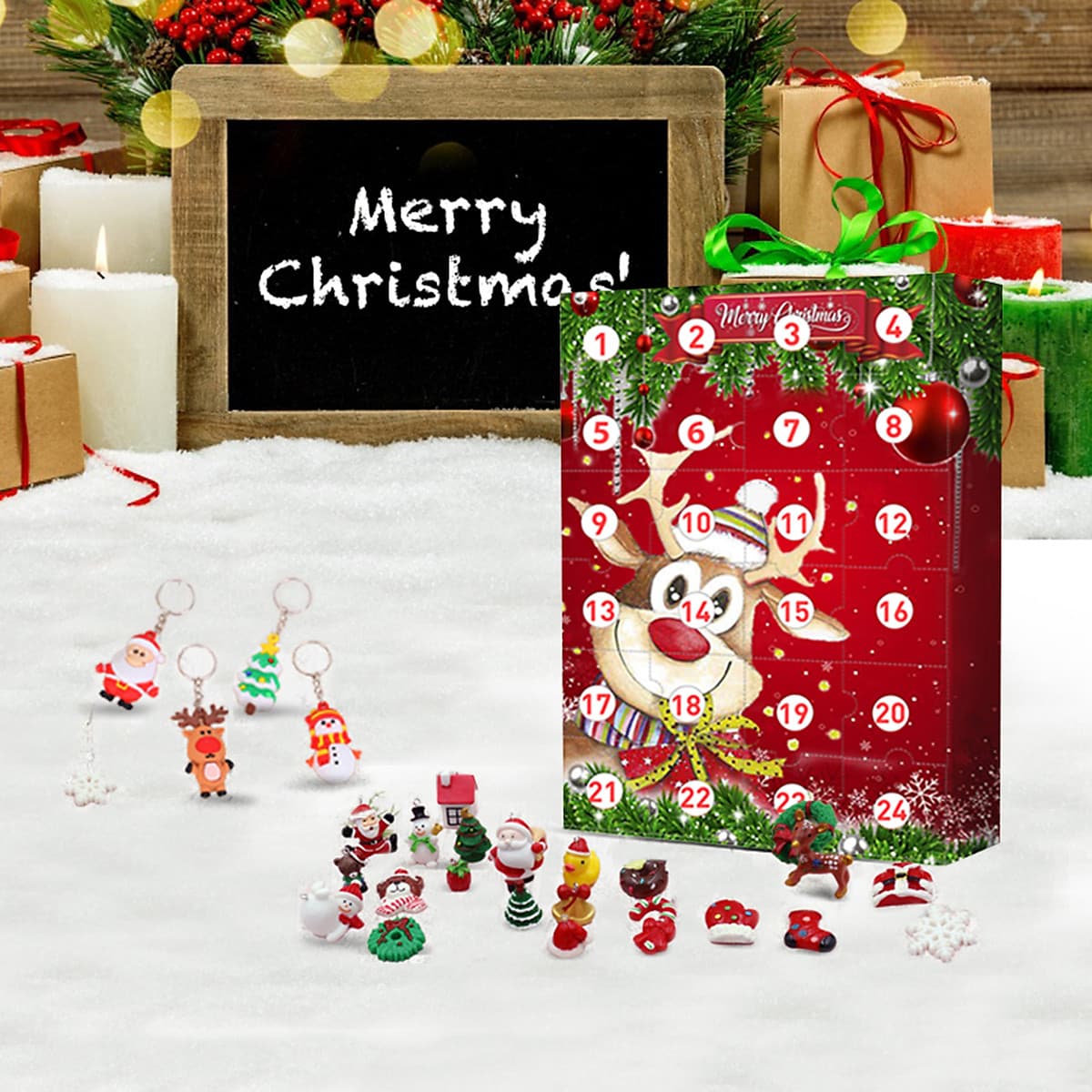 Christmas Elk Advent Calendar 2020 With 24 Little Doors Mystery Gift for Kids Children Fun Surprise