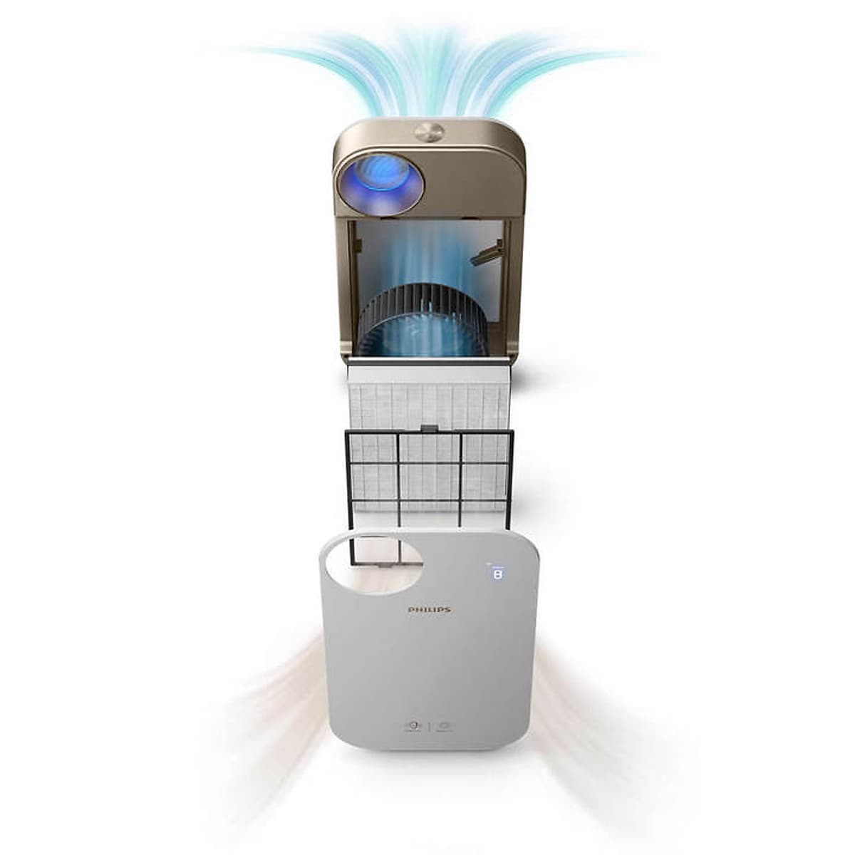 Máy lọc không khí kháng khuẩn trong nhà nhãn hiệu Philips AC4558 Cảm ứng thông minh 4 màu, giám sát và kiểm soát với ứng dụng điện thoại thông minh, loại bỏ vi rút, vi khuẩn - HÀNG NHẬP KHẨU 
