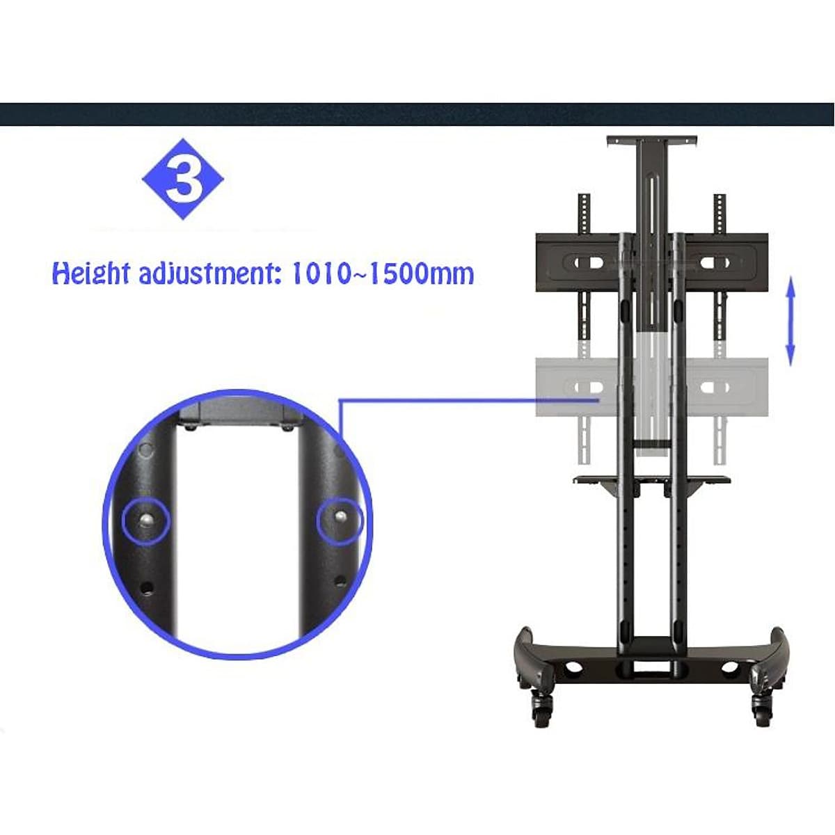 Giá treo tivi di động nhập khẩu AVA1500-60-1P (Đ8) màu đen cho tivi 32-65 inch