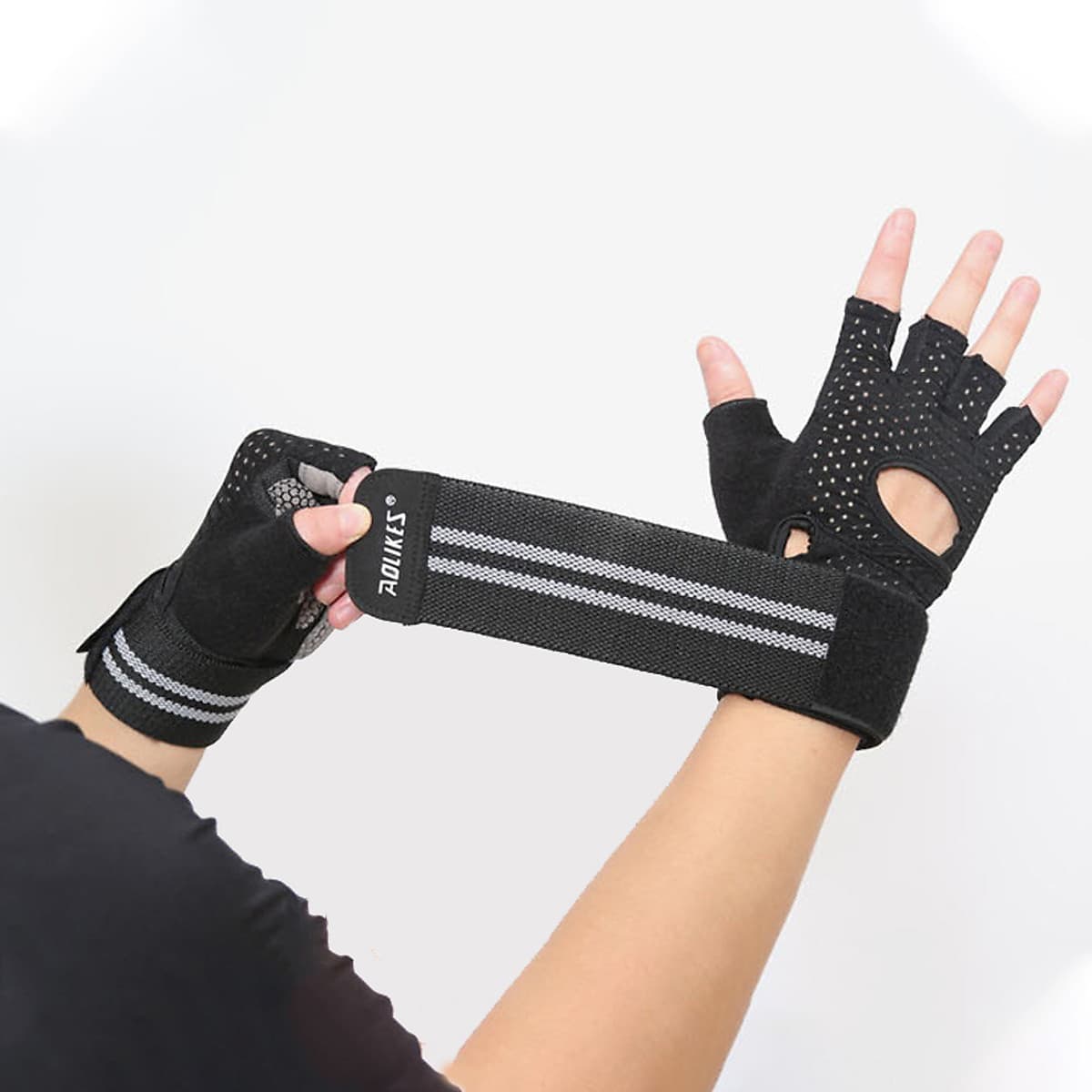 Găng tay nửa ngón tập gym, tập tạ Aolikes AL113B (1 đôi)