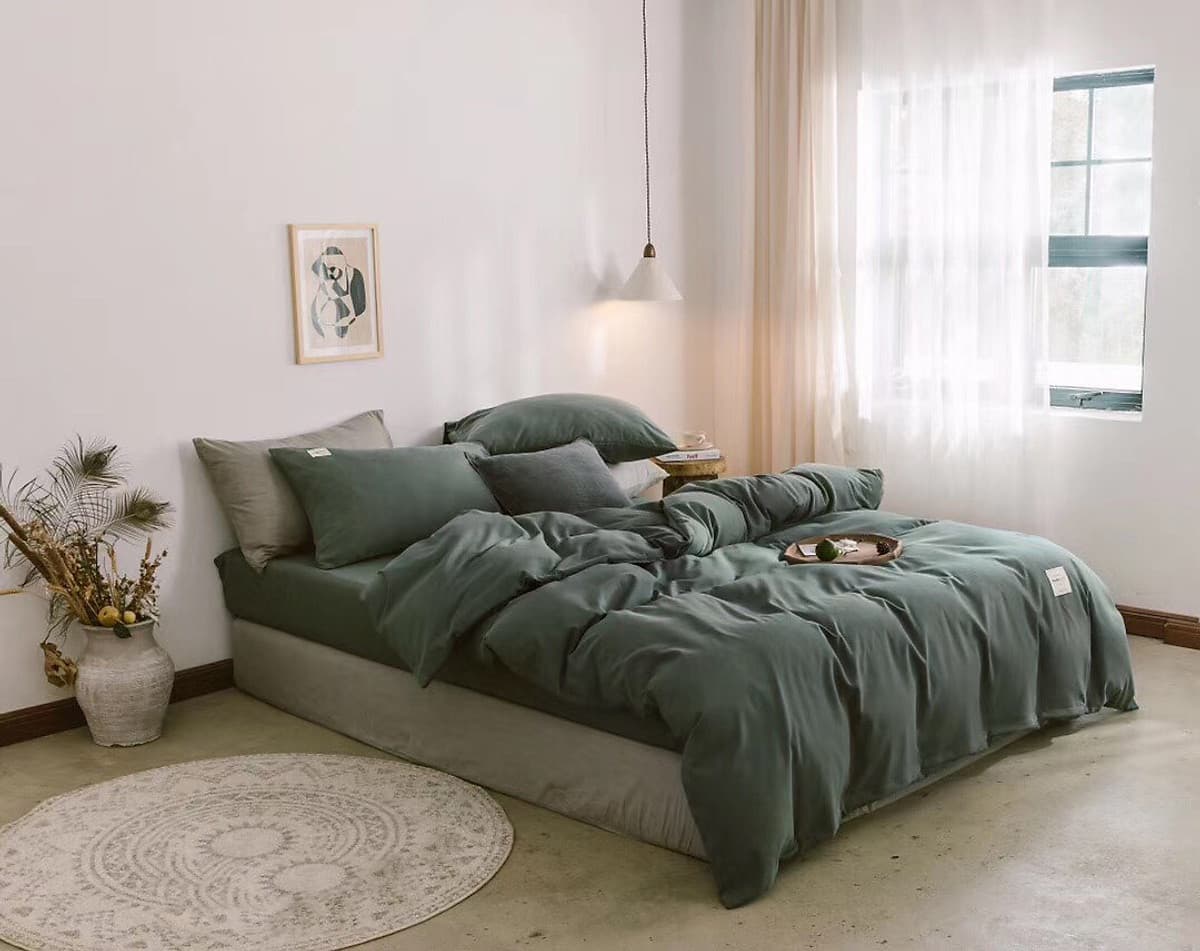Bộ 4 món chăn ga gối cotton Tici cao cấp TC45 hàng đẹp (set gồm 1 ga, 1 chăn có khóa lồng được ruột, 2 vỏ gối)