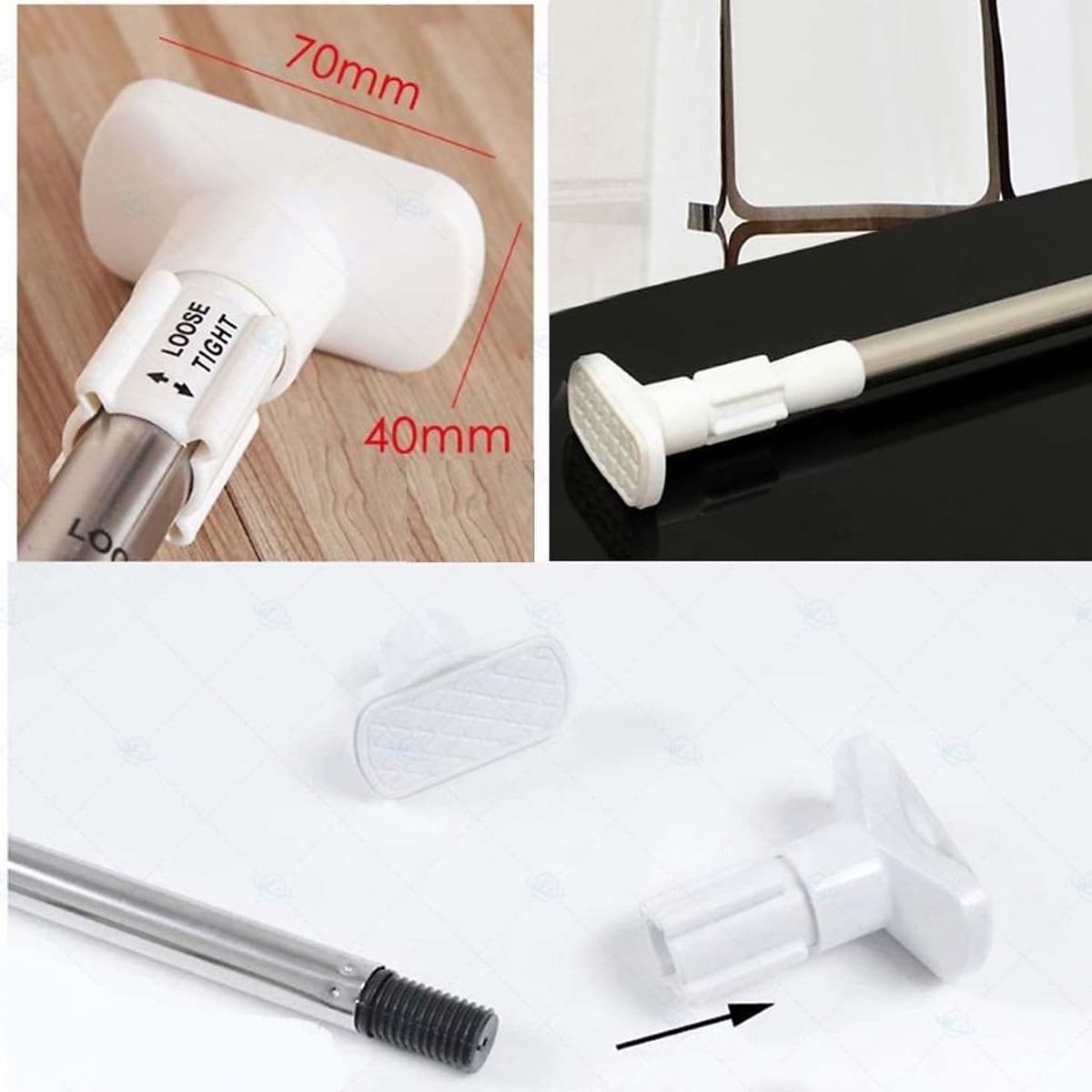 Thanh treo rèm cửa inox đa năng, không cần khoan tường hay bắt vít, thay đổi vị trí linh hoạt HT03