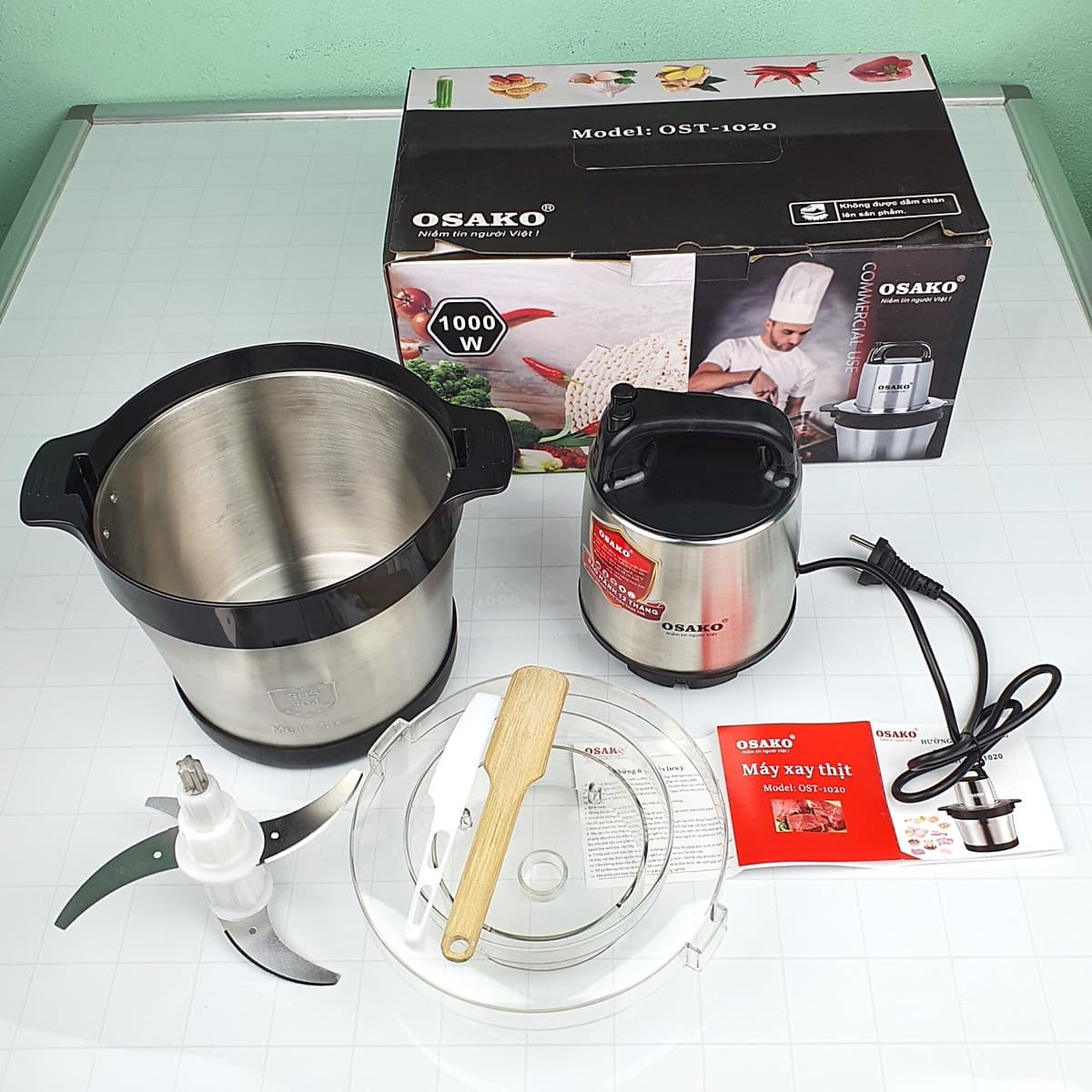 Máy xay thịt cá OSAKO, bộ dao 4 lưỡi-Hàng chính hãng