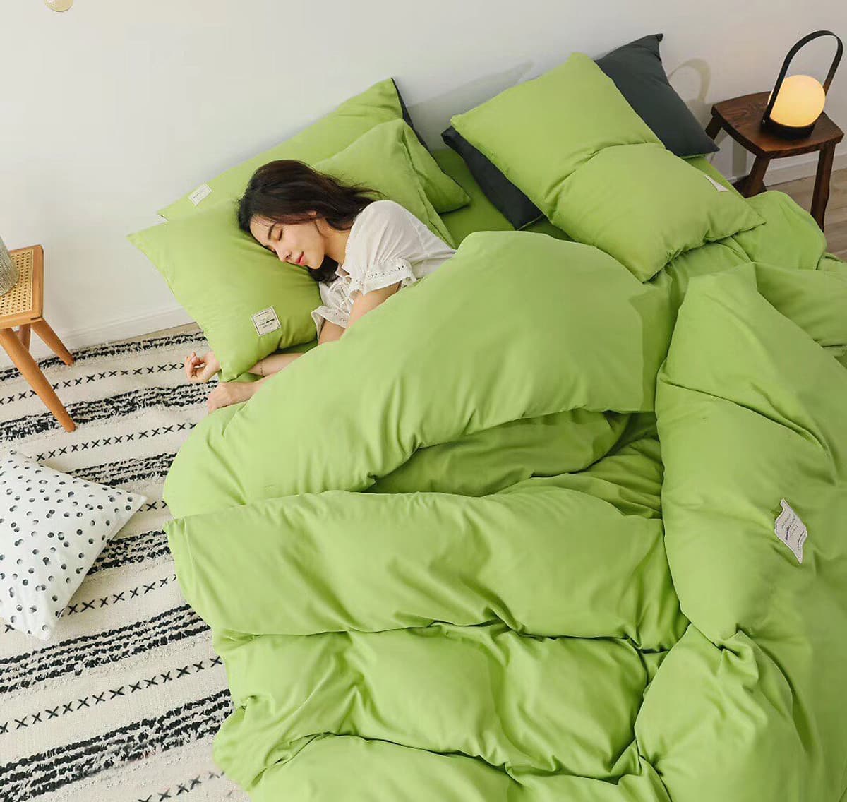 Bộ 4 món chăn ga gối cotton Tici cao cấp TC45 hàng đẹp (set gồm 1 ga, 1 chăn có khóa lồng được ruột, 2 vỏ gối)