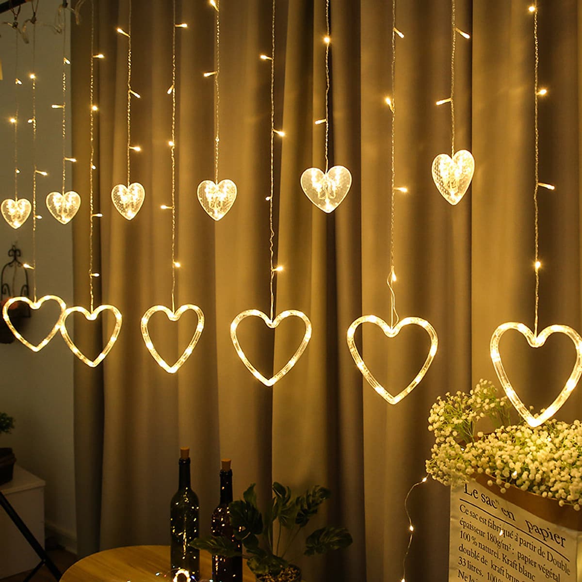 Dây Đèn LED Rèm Trăng Sao Chống Thấm Nước Trang Trí Ngoài Trời - Dài 2.5 Mét