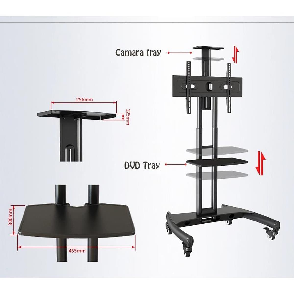 Giá treo tivi di động nhập khẩu AVA1500-60-1P (Đ8) màu đen cho tivi 32-65 inch