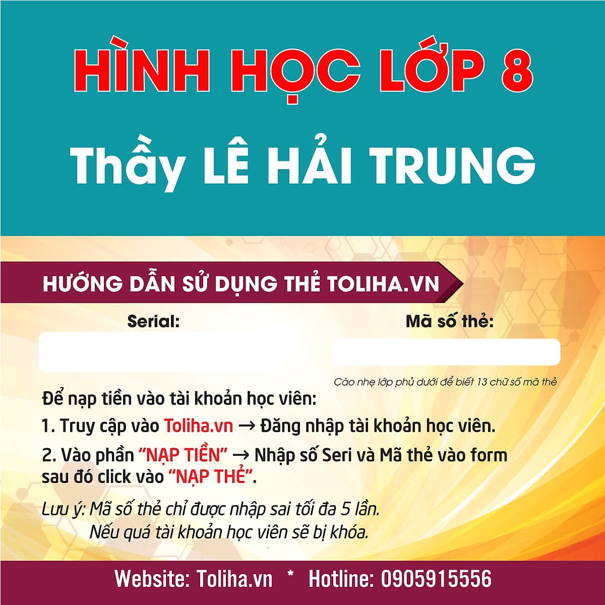 Khóa học HÌNH HỌC 8 - CƠ BẢN + NÂNG CAO thầy Lê Hải Trung - 06 tháng