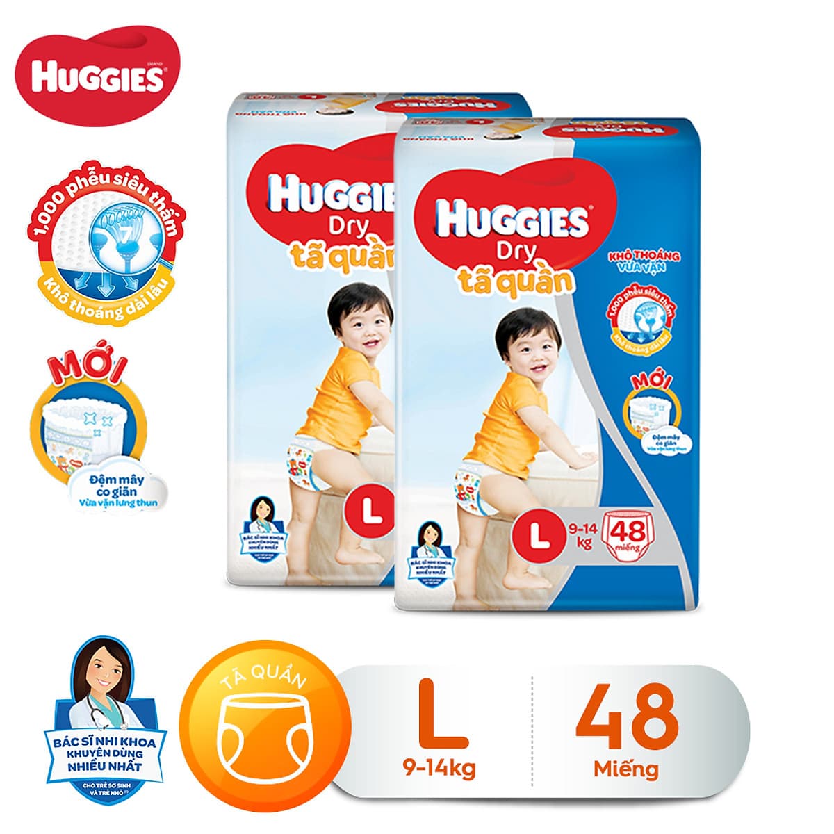 Combo 2 Tã quần HUGGIES DRY BIG JUMBO M54 - L48 - XL42 - XXL38