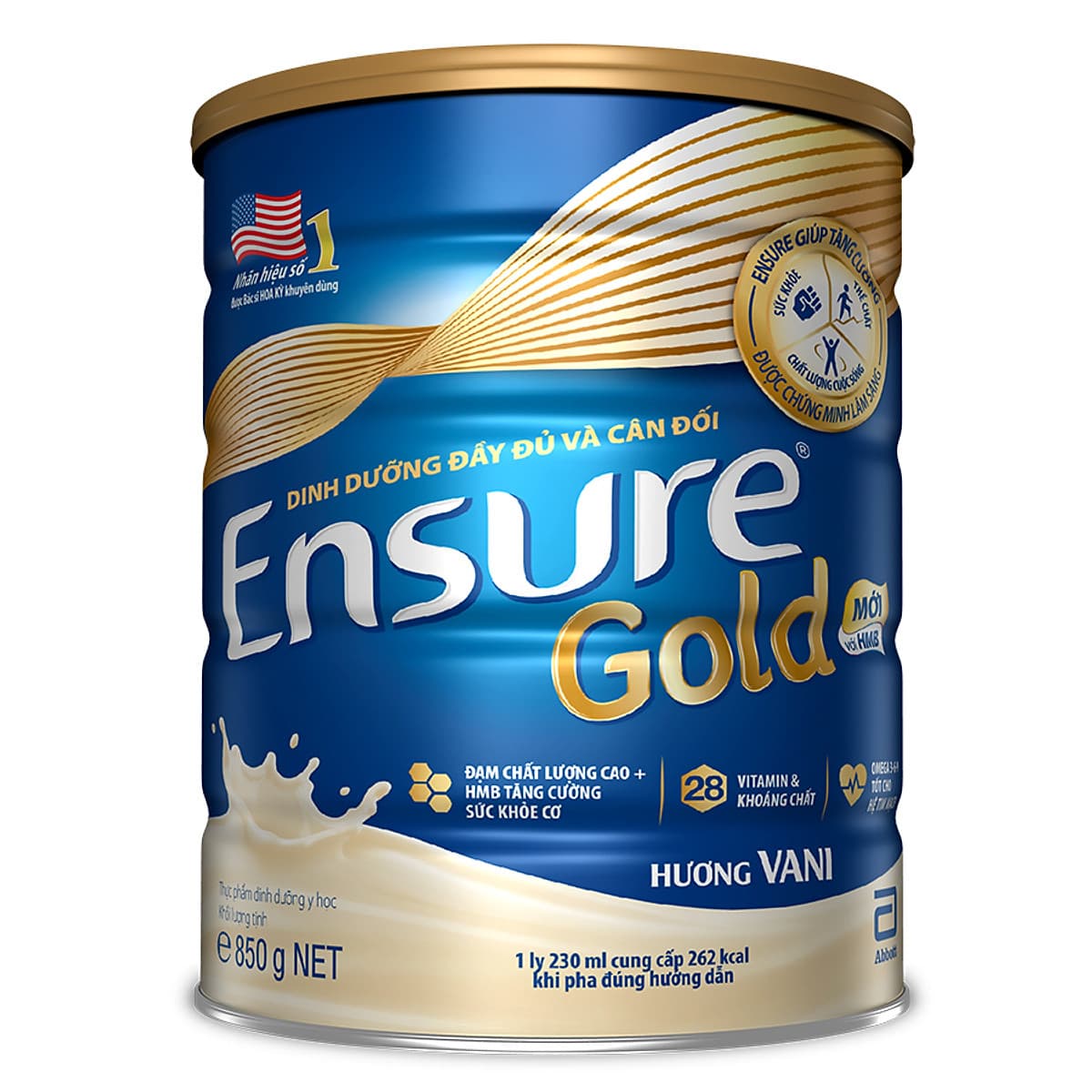 Sữa Bột Abbott Ensure Gold ESLA Dinh Dưỡng Đầy Đủ Và Cân Đối (850g)