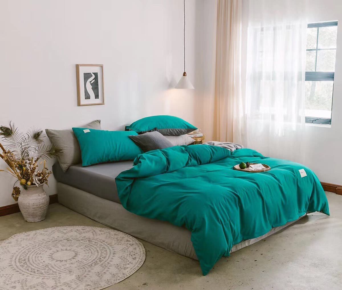 Bộ 4 món chăn ga gối cotton Tici cao cấp TC45 hàng đẹp (set gồm 1 ga, 1 chăn có khóa lồng được ruột, 2 vỏ gối)
